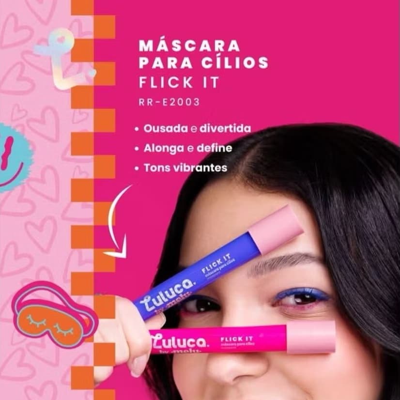 Máscara de Cílios Colorida Flick It Luluca by Melu Ruby Rose 3,5g Ocean Eyes e Blink Pink
