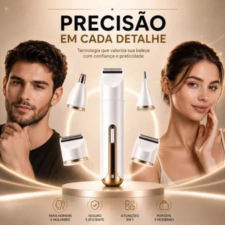 Depilador Elétrico Feminino e Masculino 4 em 1 USB para Corpo, Rosto e Nariz