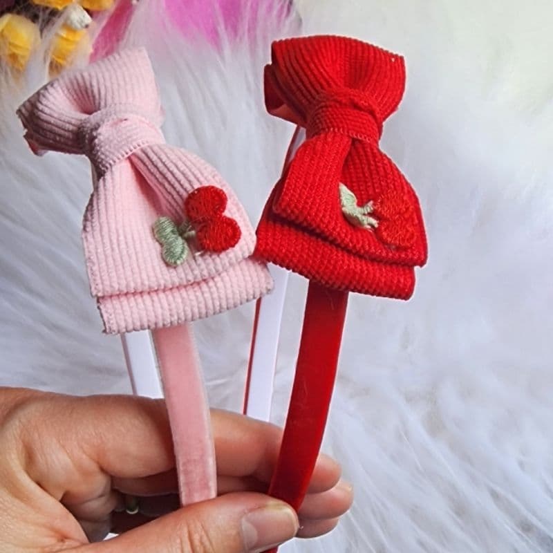TIARA INFANTIL EM COTELÊ|CEREJINHA | TIARA INQUEBRÁVEL|LAÇO MENINA