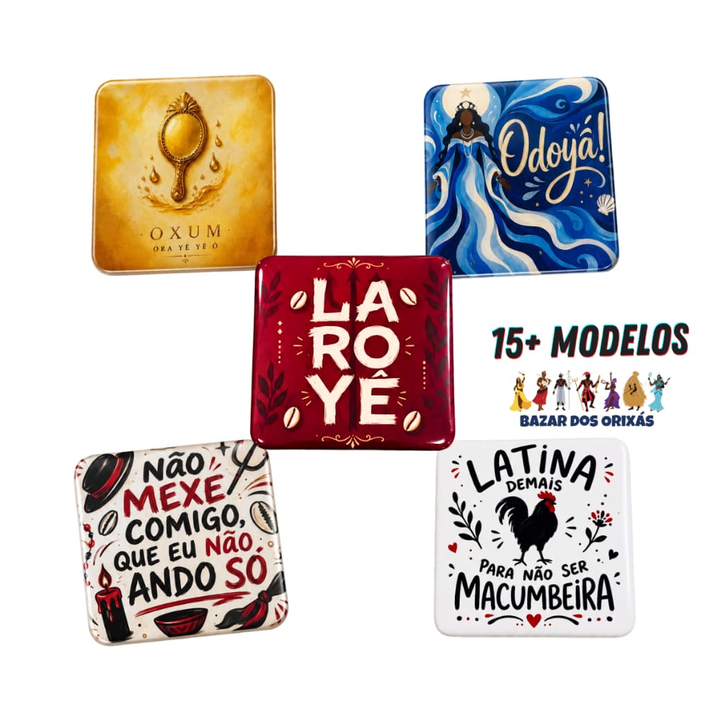 Imã de Geladeira Orixás e Santos 5x5cm - Ogum, Iemanjá, São Jorge, Oxum | Kit Religioso Umbanda Candomblé