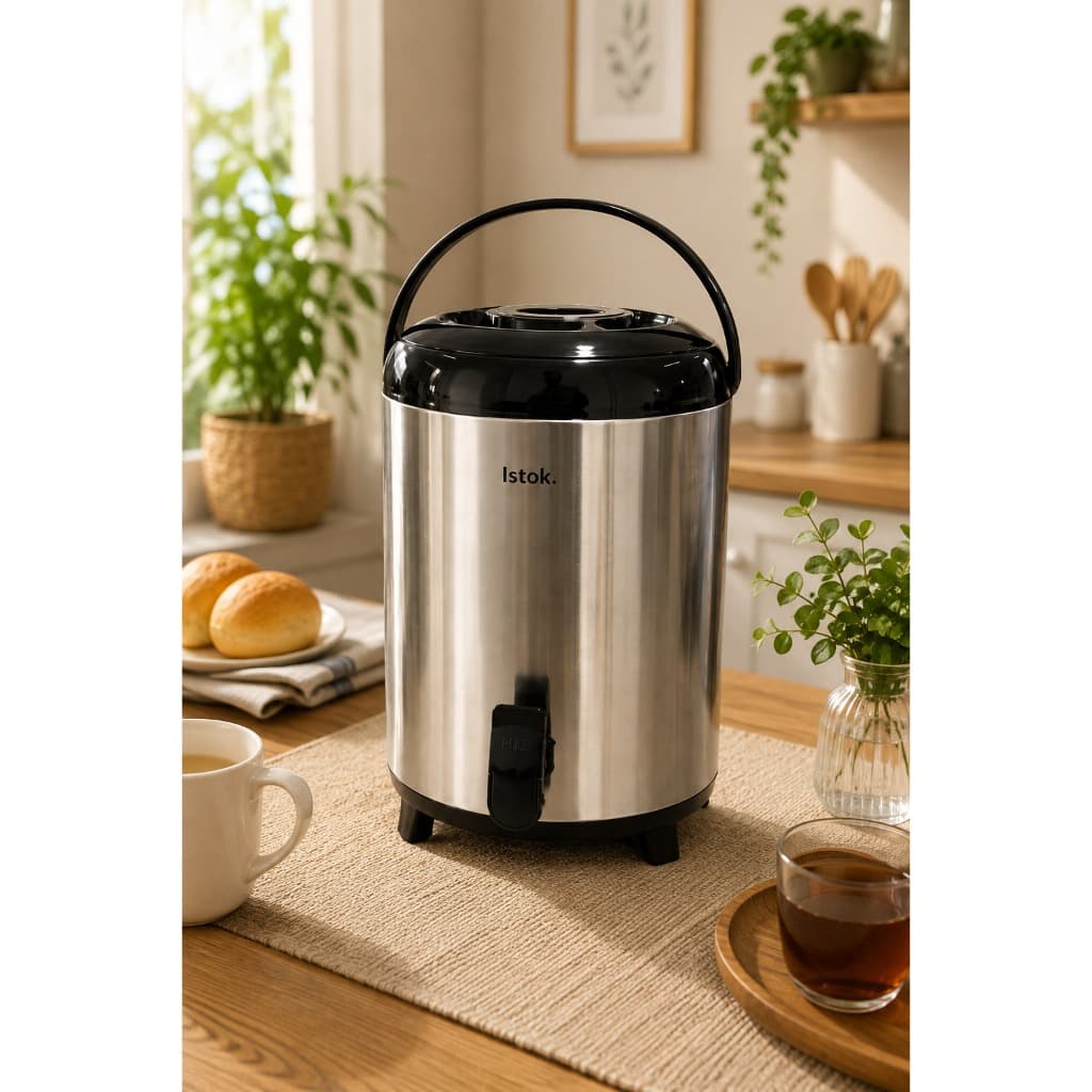 Garrafão Térmico Em Aço Inox 9,5L e 5,5L Com Torneira e Alça Pezinhos Retráteis Suco Água Café Chá