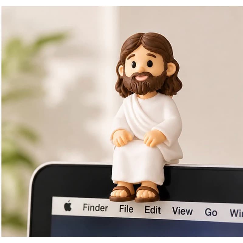 Mini Jesus Sentado Impressão 3D Decorativo Para Monitor Mesa Prateleira Nicho Carro