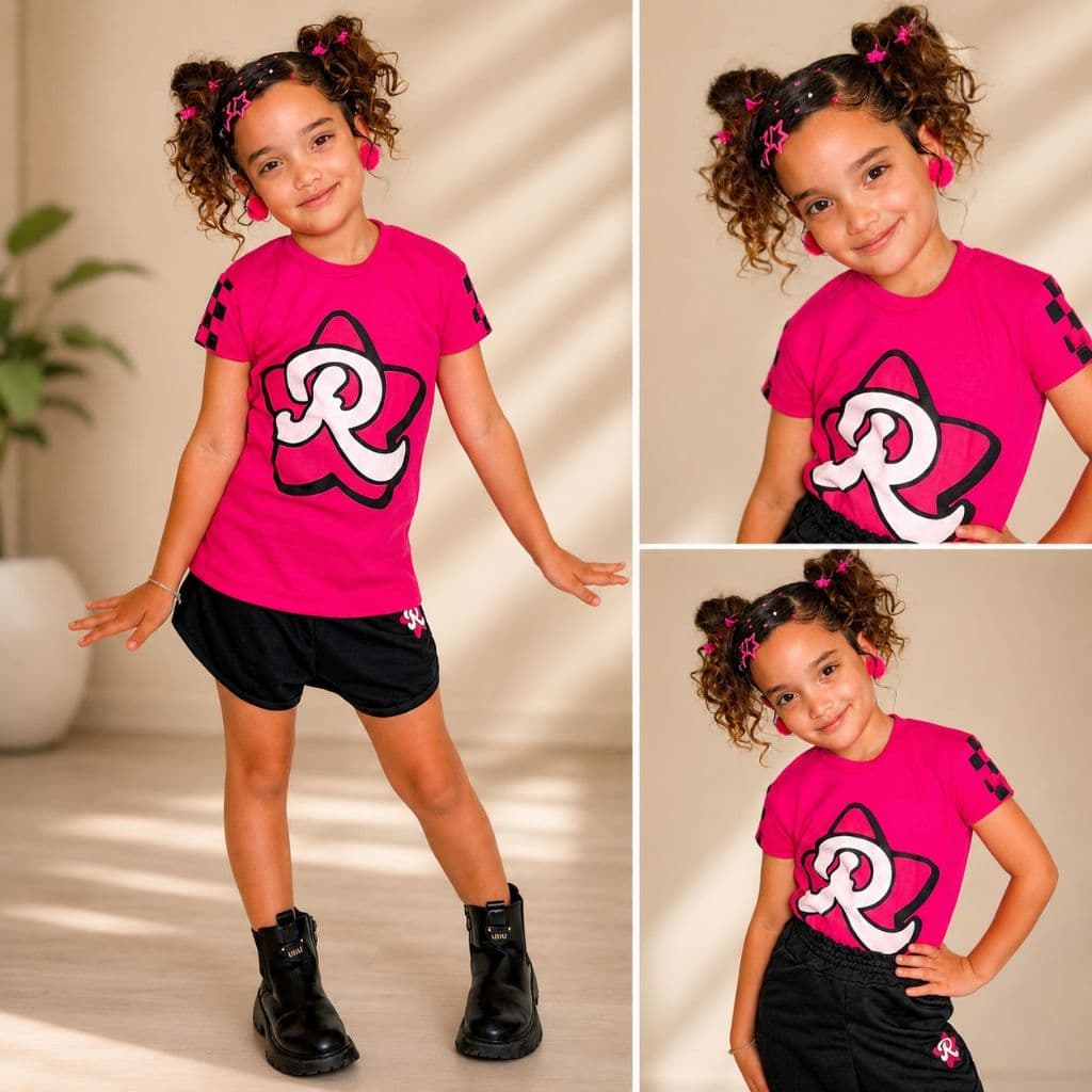Conjunto Infantil Feminino Emilly vick Conjunto Estiloso em Algodão Conjunto de Verão ou Inverno 4 ao 12 anos
