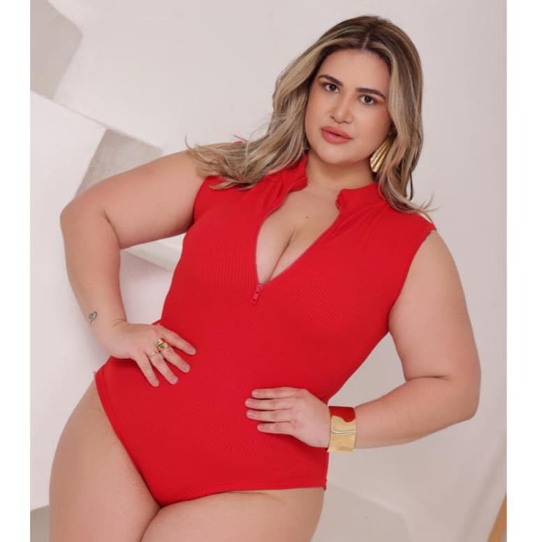 Body Blusa Feminino Plus Size Regata Ziper Frontal TendênciaTecido Canelado Premium Verão Envio RápidoG1 G2 G3
