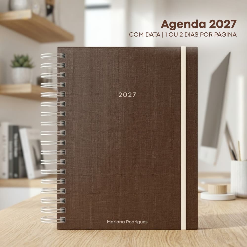 Agenda 2027 Personalizada com Nome | Agenda com Data Capa Dura A5 Planner Datado 2027 Comercial Corporativo Moderna