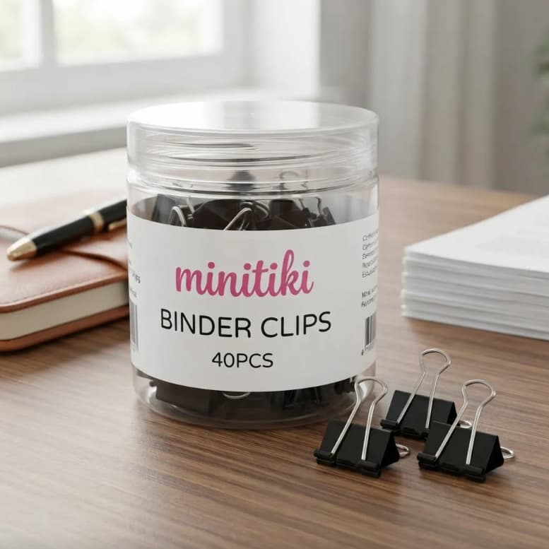 Clips Binder para Papel 40 Unidades Preto Organizador de Documentos Papéis Escritório