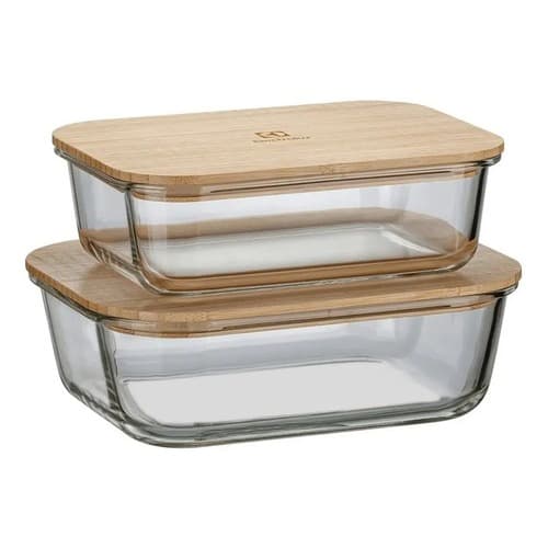Electrolux Kit 2 Potes Herméticos Travessas Refratárias Com Tampa De Bambu, Lasanheira, Porta Mantimentos, Massas Transp