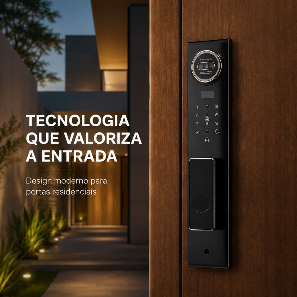 Fechadura Eletronica Reconhecimento Facial Abertura Automatica Sem as Maos Tela Digital Visor