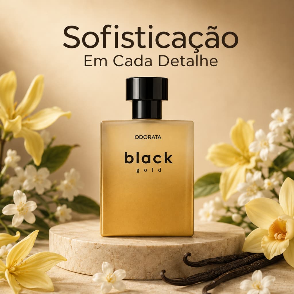 Perfume Feminino Black Gold Odorata 100ml Deo Parfum Oriental Gourmand Baunilha Marcante