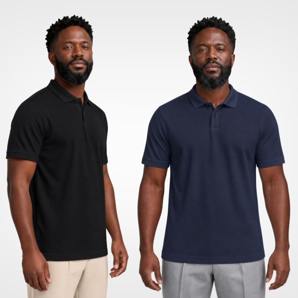 Kit 2 Camisa Polo Masculina Malha Piquet Lisa Básica Casual