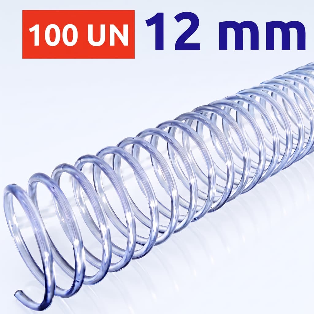 ESPIRAL 12MM CRISTAL PARA 70 FLS, COMBAHAMAS, 100 UN