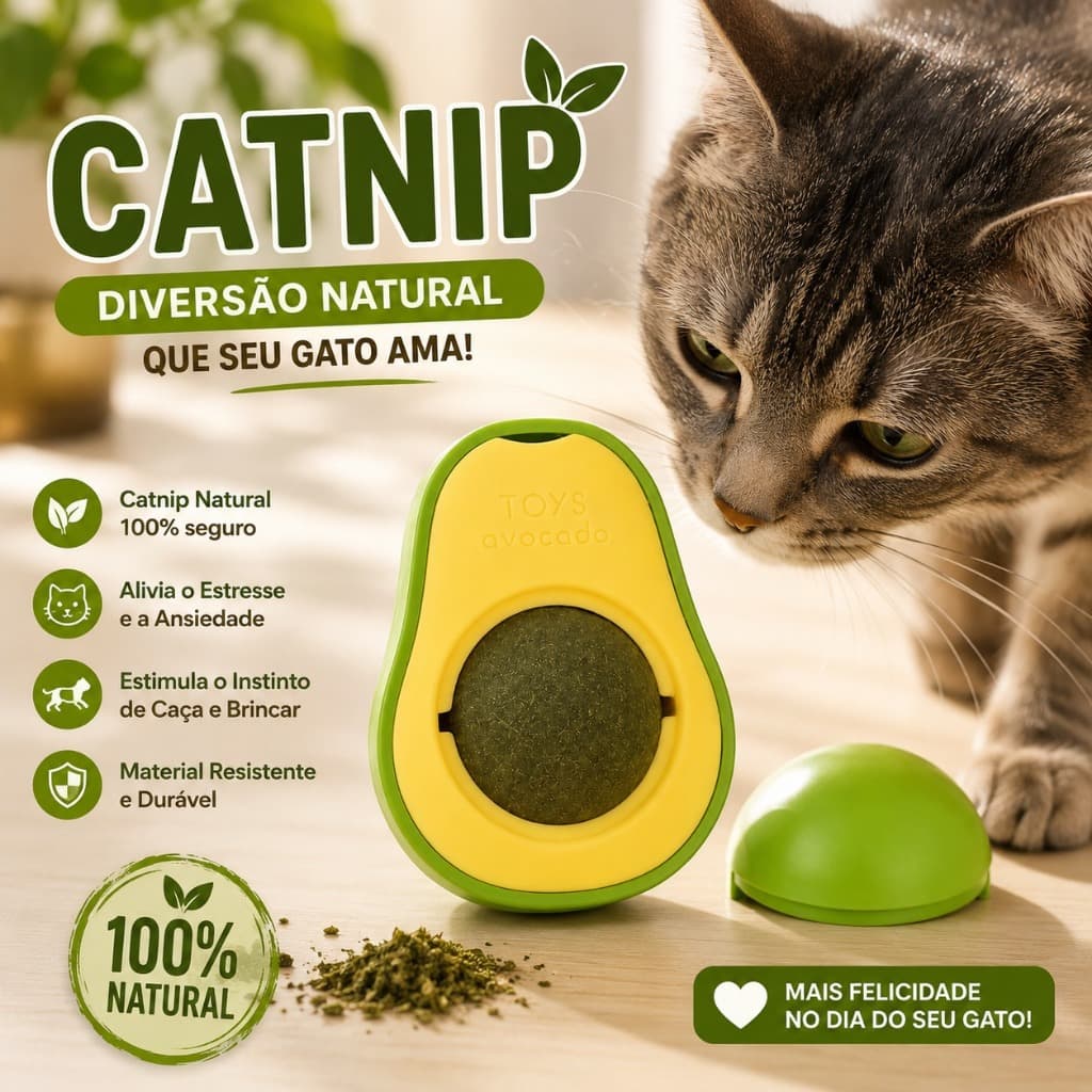 Abacate de Brinquedo Para Gatos Com Catnip Erva Gato Natural