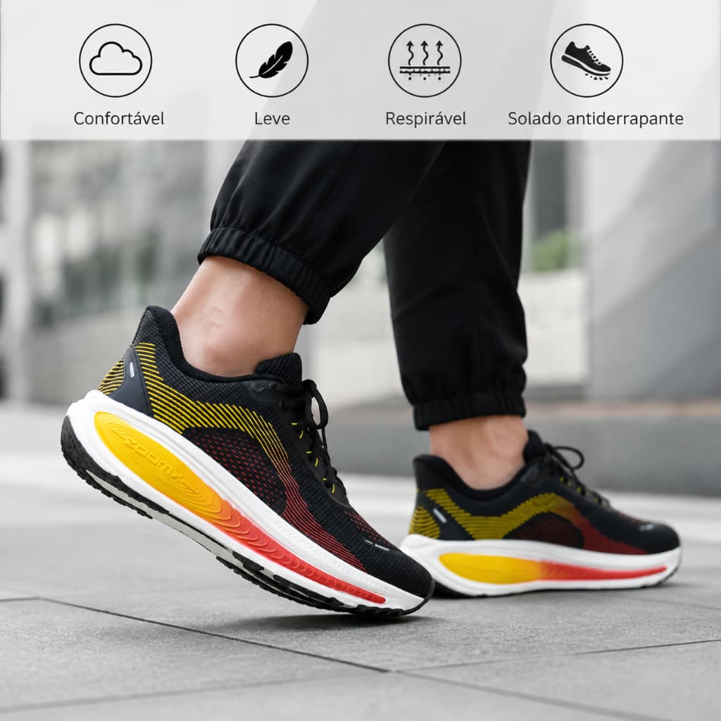 Tenis Esportivo Confortavel Leve Respiravel Solado Antiderrapante Para Corrida e Caminhada e Treino