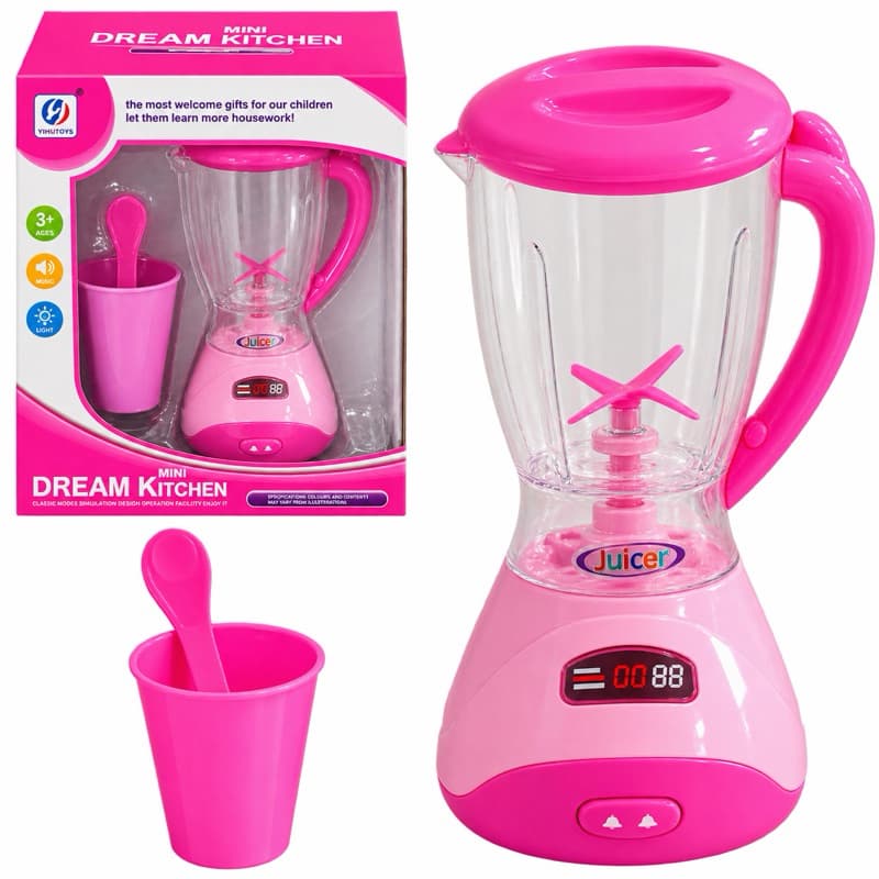 Liquidificador Infantil Brinquedo Mini Cozinha Com Luz Som Realista Rosa Infantil Faz De Conta Presente Crianças 3 Anos