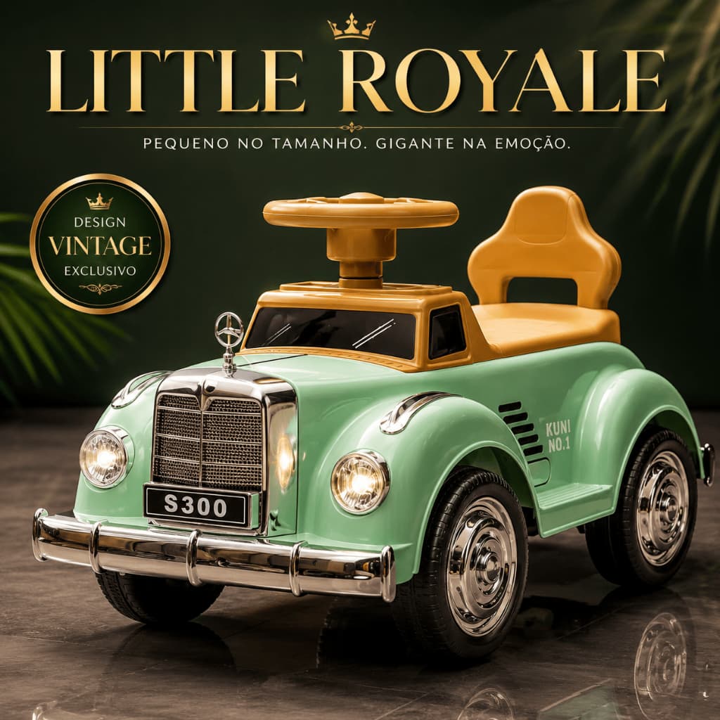 Carrinho Eletrico Infantil Mercedes 300S Verde Vintage Retrô Little Royale Motor 380W 6V Som Luz