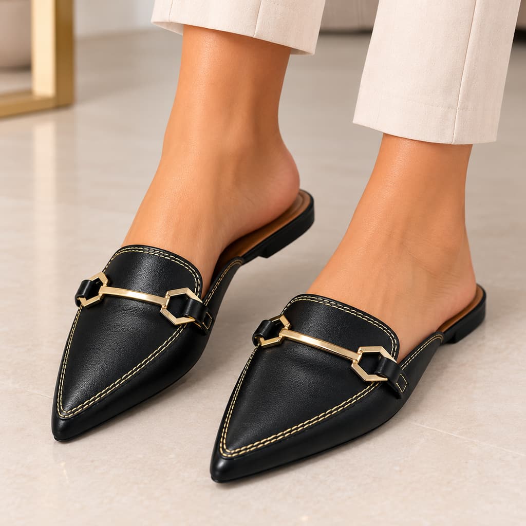 Mule Feminino Confort- Preto