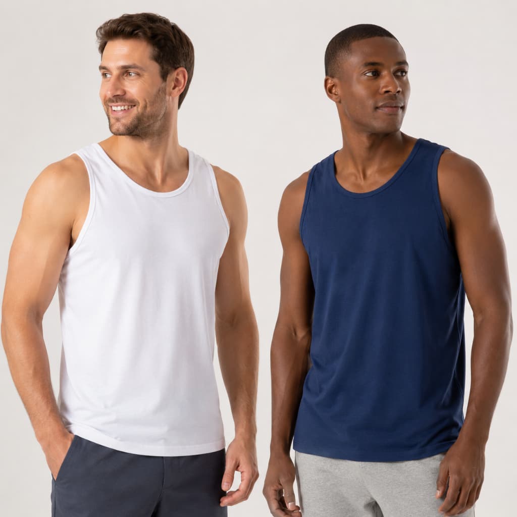 Kit 2 Regata Masculina Básica Lisa 100 Algodão Academia Treino Verão