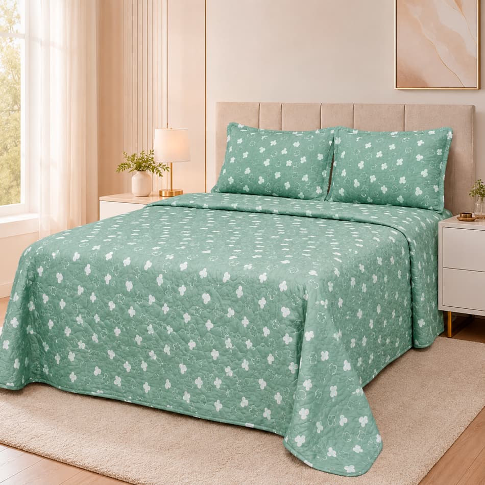 Colcha Cobre Leito Estampado Com Fronha Queen King Borboleta E Coração Matelado 3 Peças Toque Macio Cores Variados