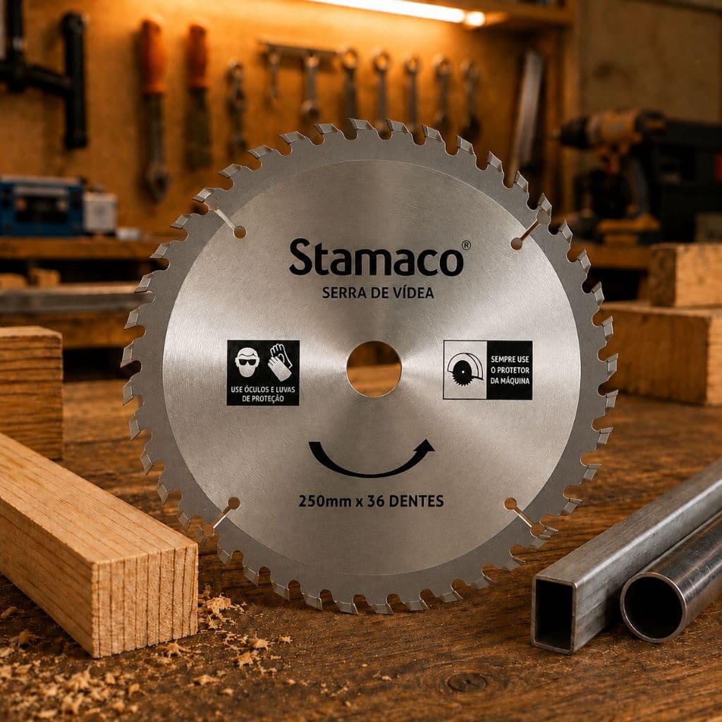 Lamina Disco Serra Circular Vídea 250mm 36 Dentes 30mm Furo Central Corte Disco Para Madeira 5.300 RPM Stamaco