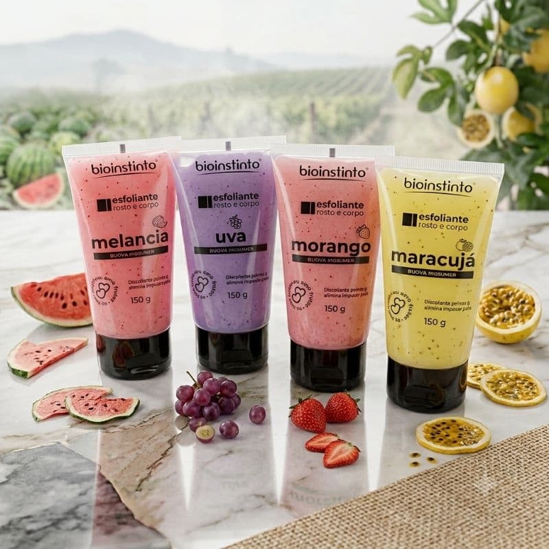 Esfoliante Rosto e Corpo banho Premium Bio instinto desobstrui poros e elimina impurezas da pele 150g