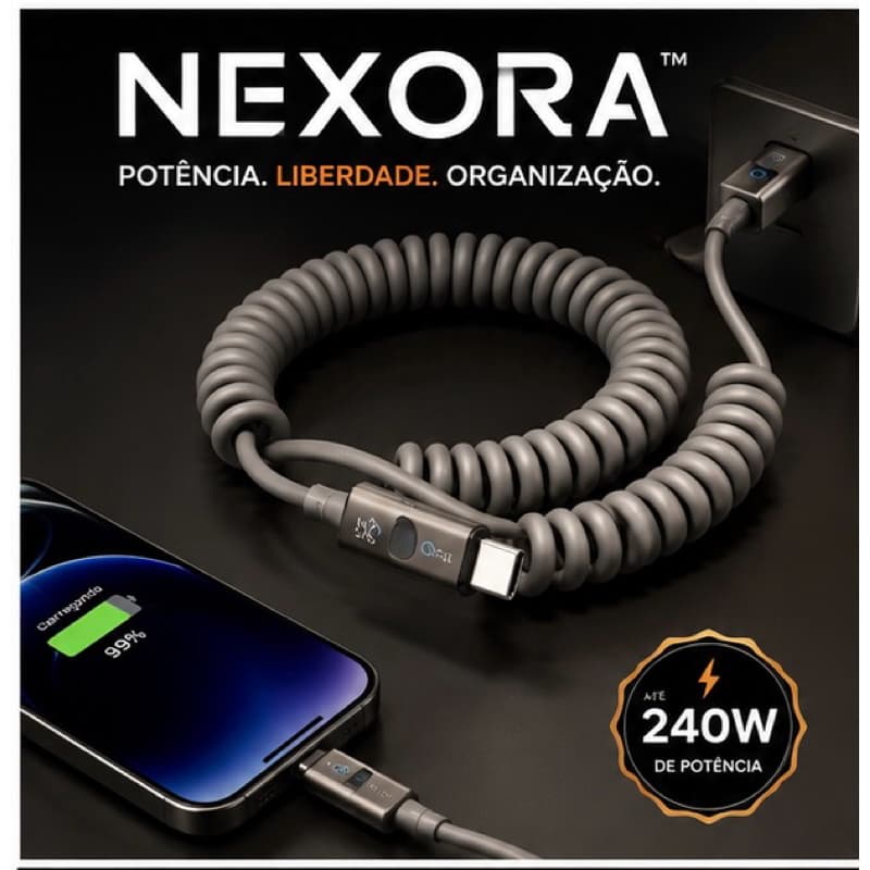 Cabo de Dados Mola 4 em 1 Conexão 2 Metros 240W