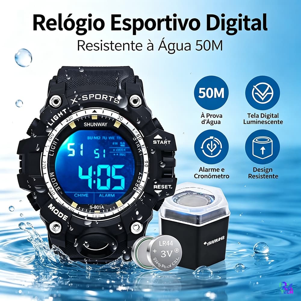 Relógio A Prova Dágua Esportivo Masculino Com LED Digital Originais Cronômetro Pulso Luxo