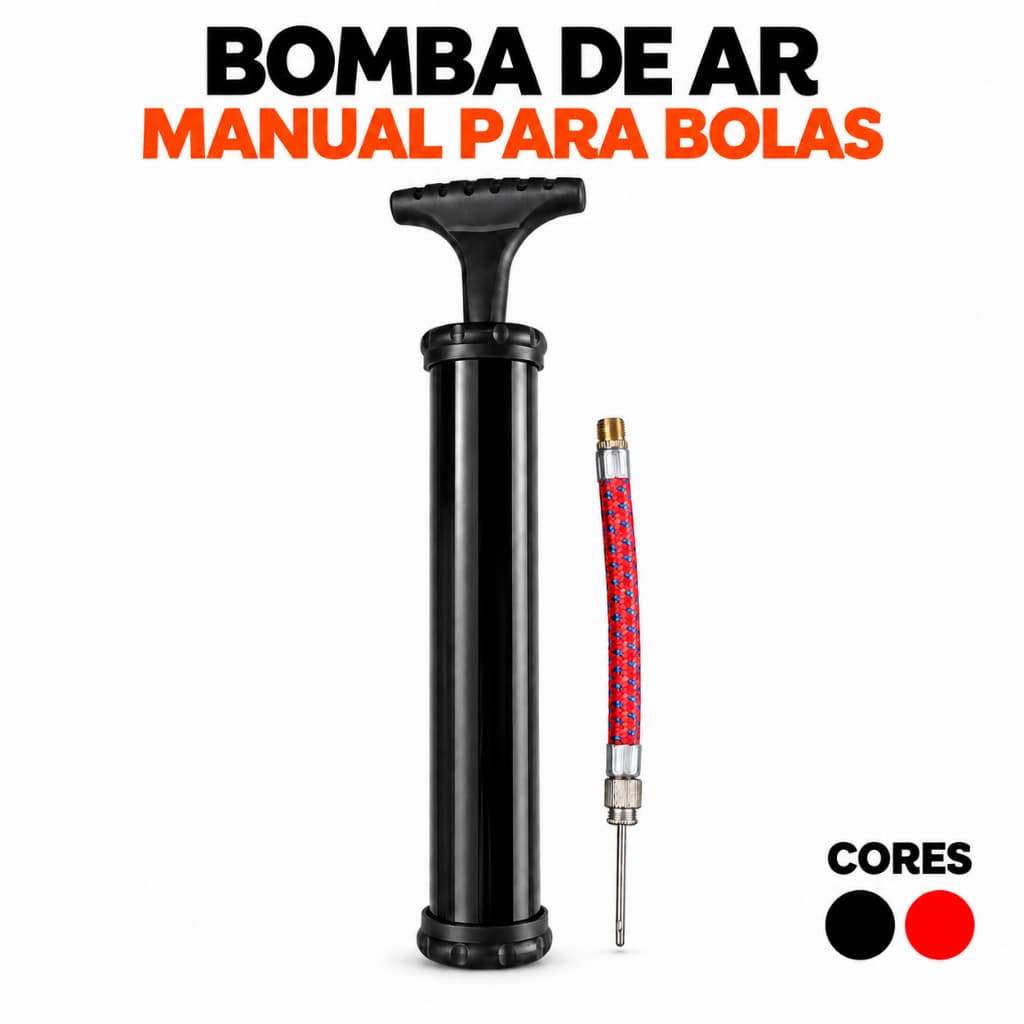 Bomba de Ar Manual para Bola com Mangueira e Agulha Futebol Basquete Vôlei 1 ou 2 Unidades