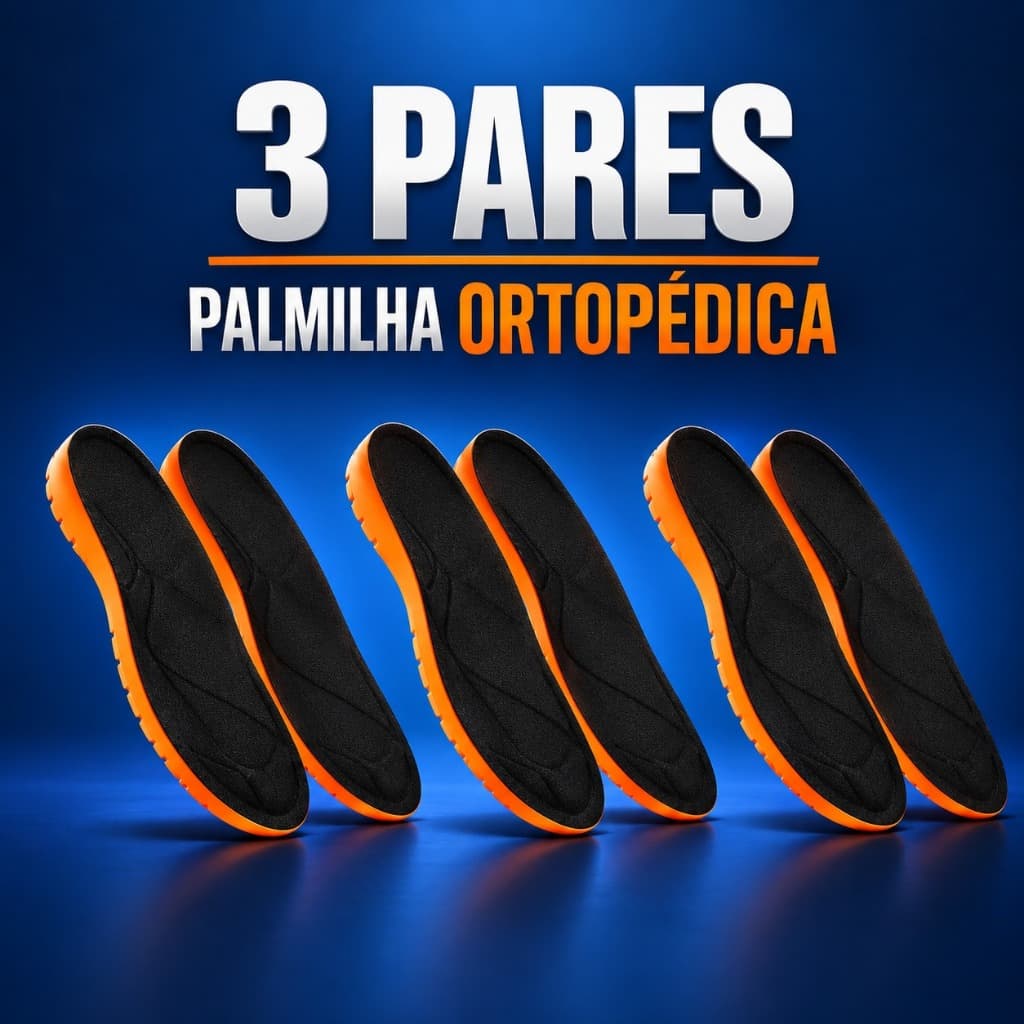 Kit 3 Pares Palmilha Ortopédica Gel Anatômica Anti Impacto Confortável Amortecimento Calcanhar Fascite Plantar