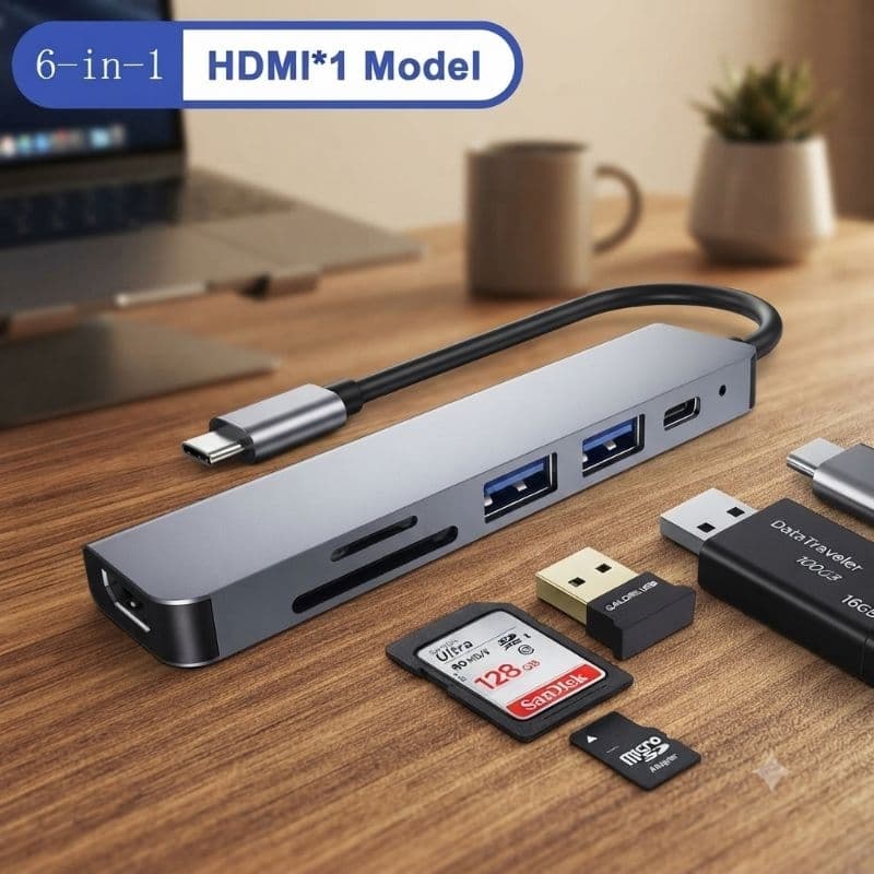 Hub 6 em 1 usb c tipo-c hub usb c para usb 3.0