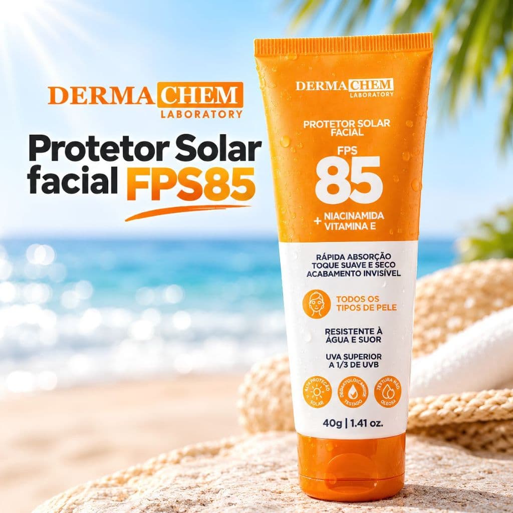 Protetor Solar Rosto FPS 85 Alta Proteção UVA/UVB Sem Cor Dermachem 40g