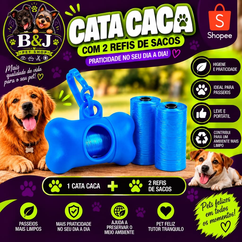 Cata Caca para Pet com Suporte + 2 Refis