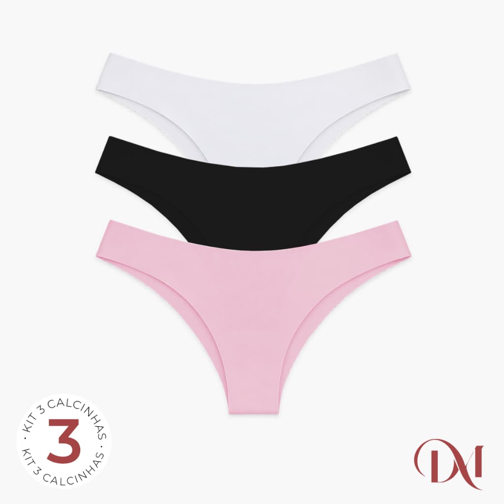 Kit 3 Calcinhas Feminina Tanga Sem Costura em Microfibra Macia Conforto e Ajuste Perfeito