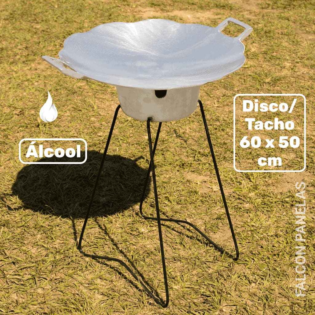 Suporte Tacho com Fogareiro a Álcool em Alumínio Fundido + Tacho Alumínio Fundido  60 x 50 cm
