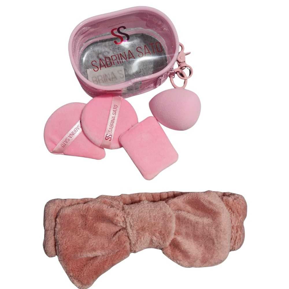 kit Faixa de cabelo para maquiagem E Esponja para maquiagem
