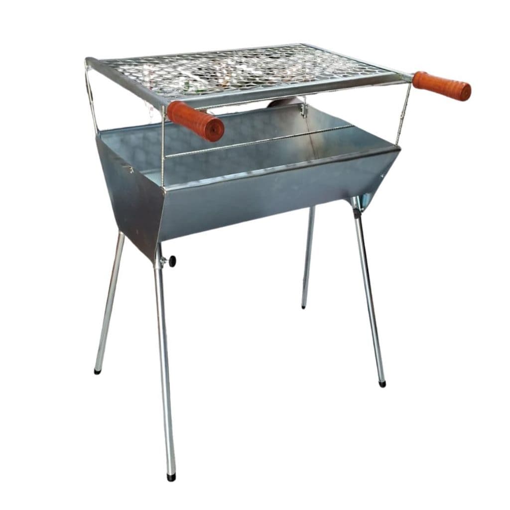 Churrasqueira Carvão Pequena Aço Galvanizado Grelha 50x30cm