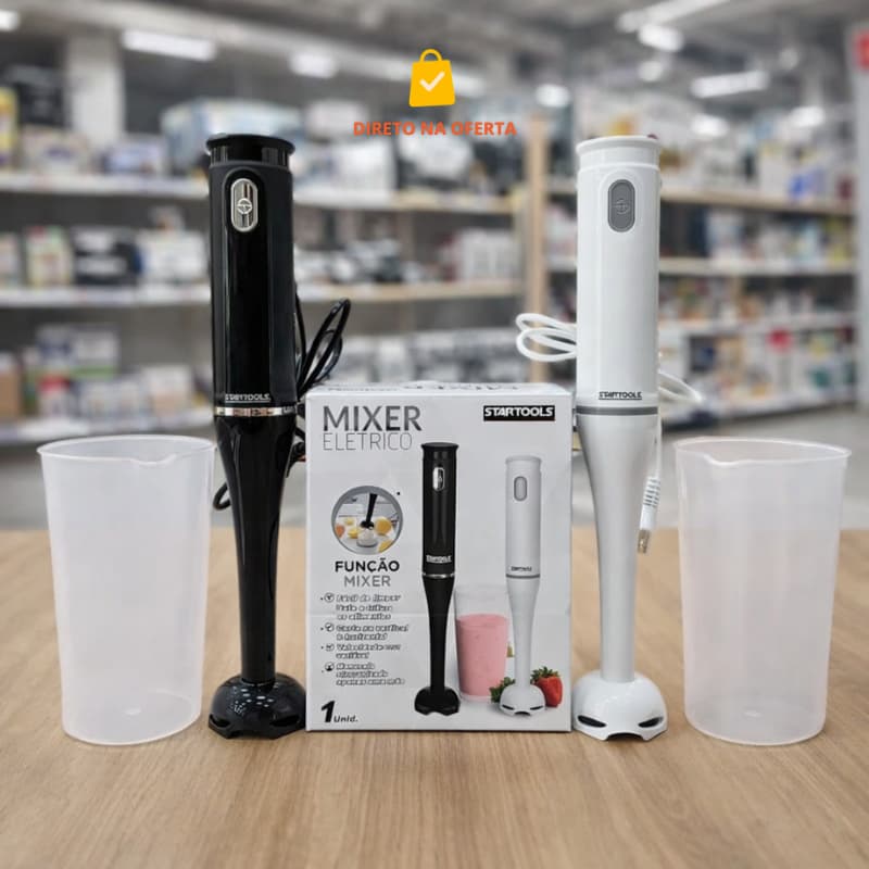 Mixer Elétrico Portátil 200W com Copo 700ml Bater e Triturar Cozinha 127V ou 220V