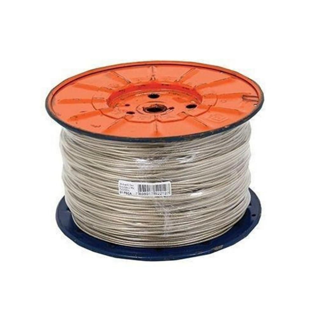 Bobina 500m Cabo De Aço Revestido Pvc Cristal 2,70mm Varal