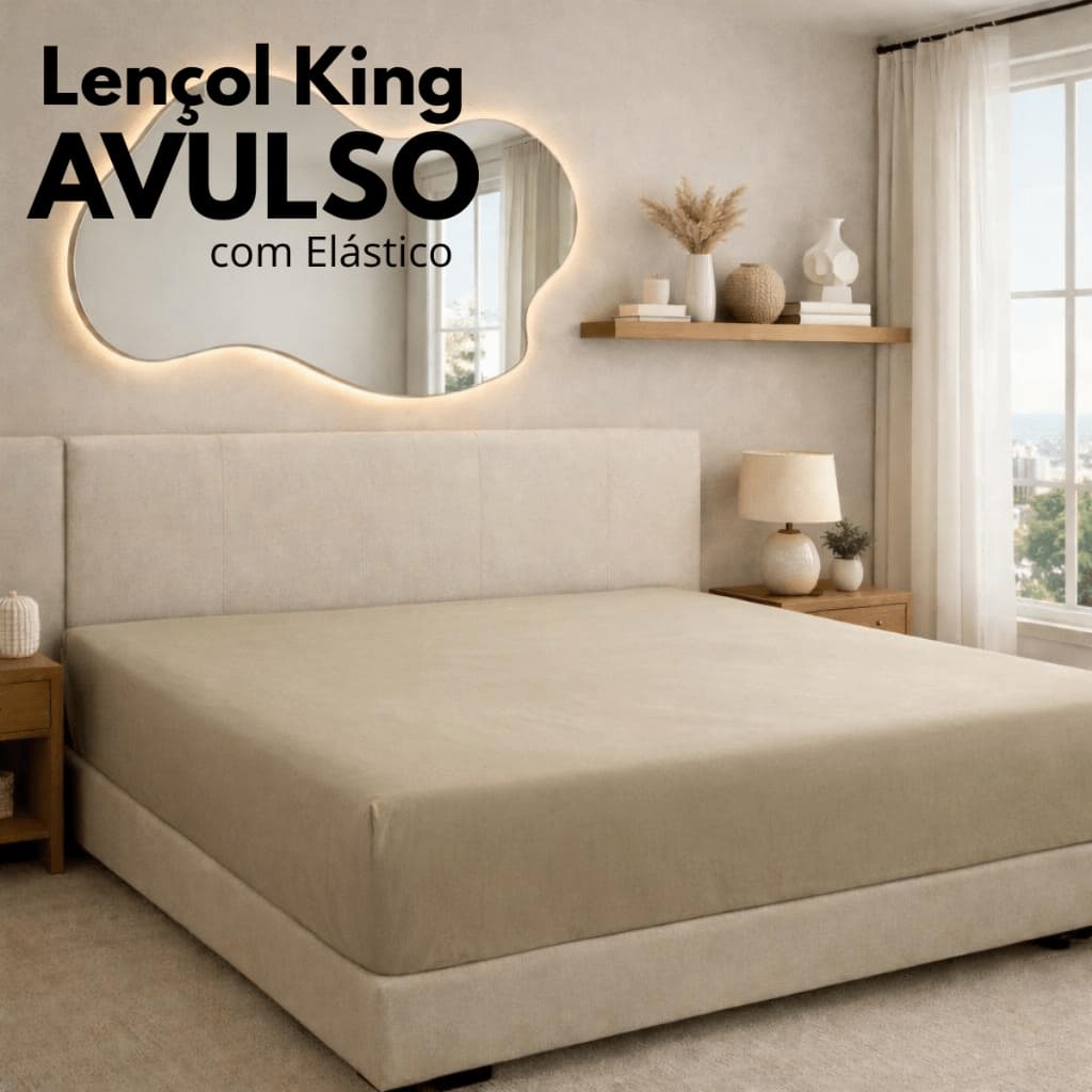 Lençol King com Elástico Avulso 100% Algodão 2x2m Cama Box King Posta Toque Macio Durável