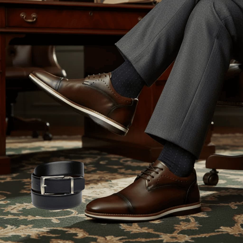 Sapato Social Masculino + Cinto Oxford Santiago Confortável Sapato Masculino Social Brogue Trabalho