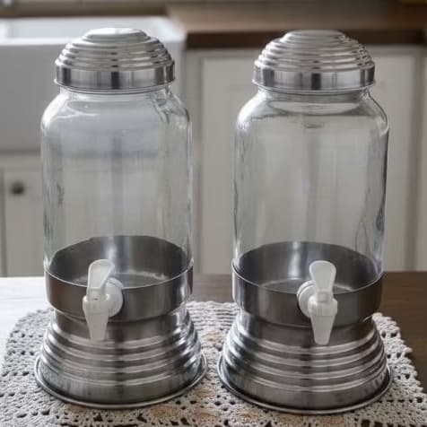 2 Suqueiras 3 Litros Polida Base Aluminio E Pote de Vidro