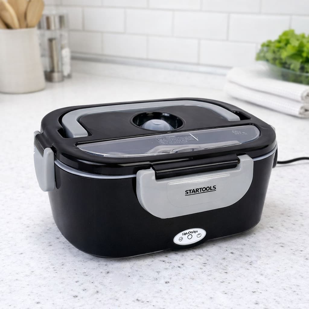 Marmiteira Elétrica Térmica Bivolt 1,5L 60W Preta Portátil Aquece Comida Sem Água Trabalho