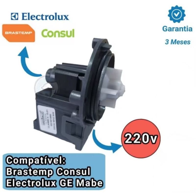 Eletrobomba de saída de agua Lavadora Universal 220v Emicol