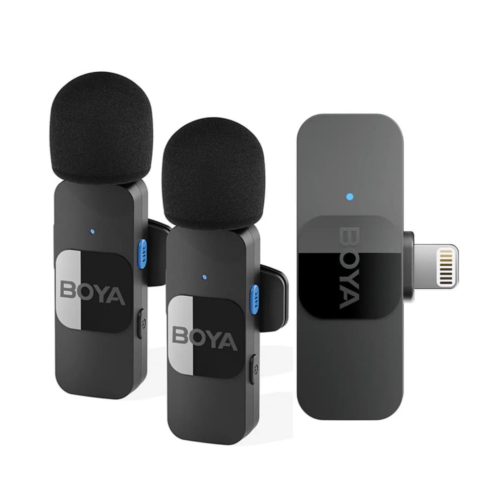 Sistema microfone sem fio boya by-v2 para iphone 11/12/13/14 2.4G lapela