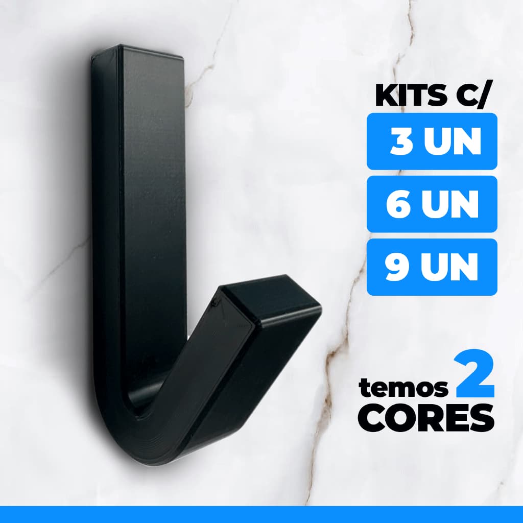 Ganchos de Parede kit 3/6/9 und - Suporte Resistente - Fixação Forte - Porta Toalha Banheiro Cozinha