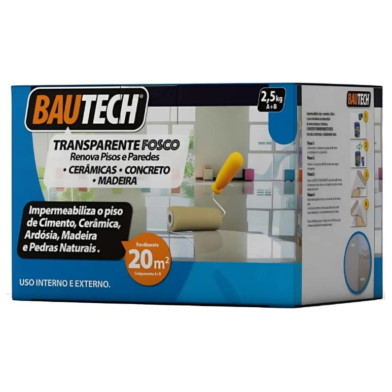 Verniz PU Bautech Transparente Super Resistente Brilhante Proteção Máxima Pisos Madeiras e Pedras
