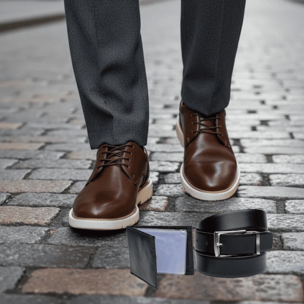 Sapato Social Masculino Oxford Giovanni Casual Confort Festa Trabalho Casamento Igreja + Cinto e Carteira