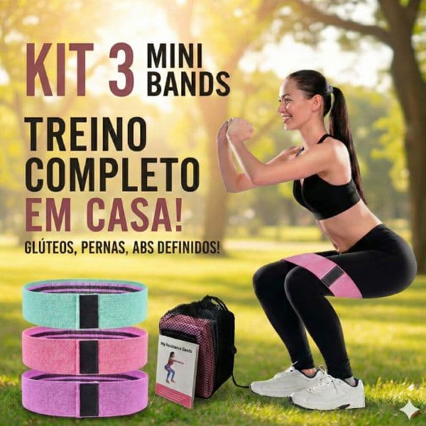 Faixas Elásticas Mini Bands Treino em Casa para Glúteos e Pernas Fitness