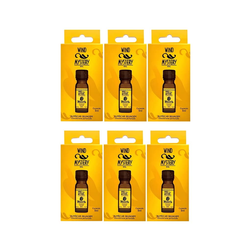 Óleo Desodorante Perfumado Almíscar Selvagem Wind Mystery 5ml Kit com 6 un.