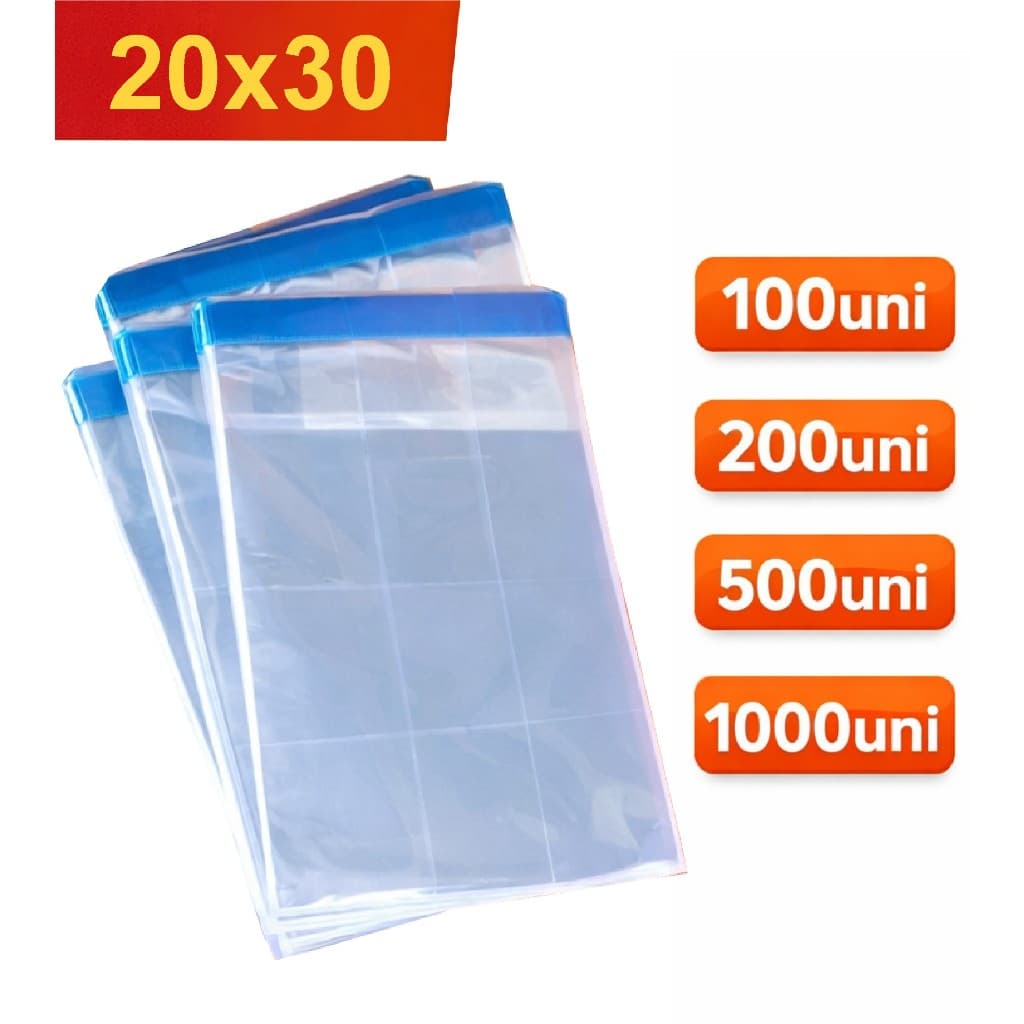 kit Sacola de Embalagem Transparente Plástico Com Aba Adesivado 20x30