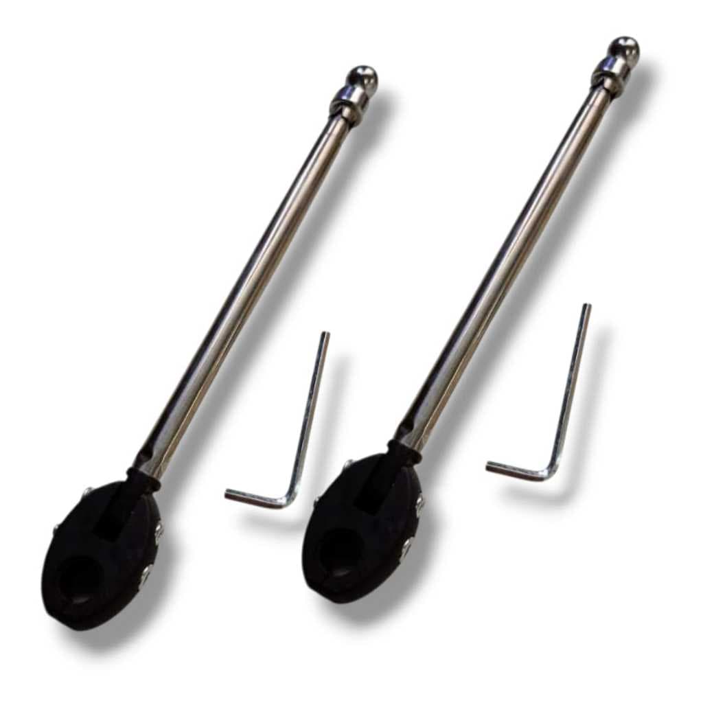 Duas Antenas Retrátil Corta Pipa 6 Estágios Retrovisor Prata Cromada/ Preta